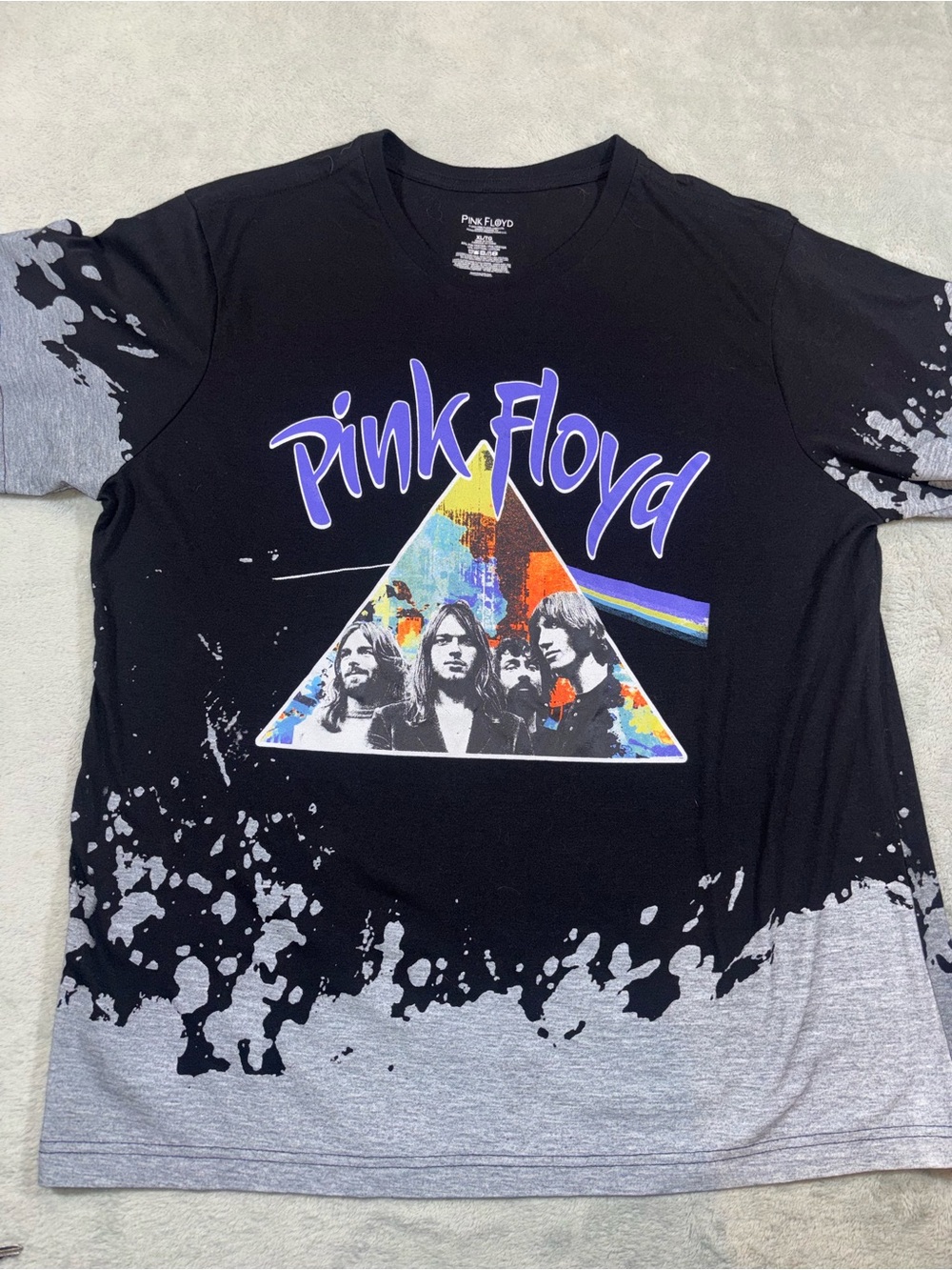 Pink Floyd Dark Side of the Moon Bleach Dip-Dye Graphic Band Tee XL Philcos